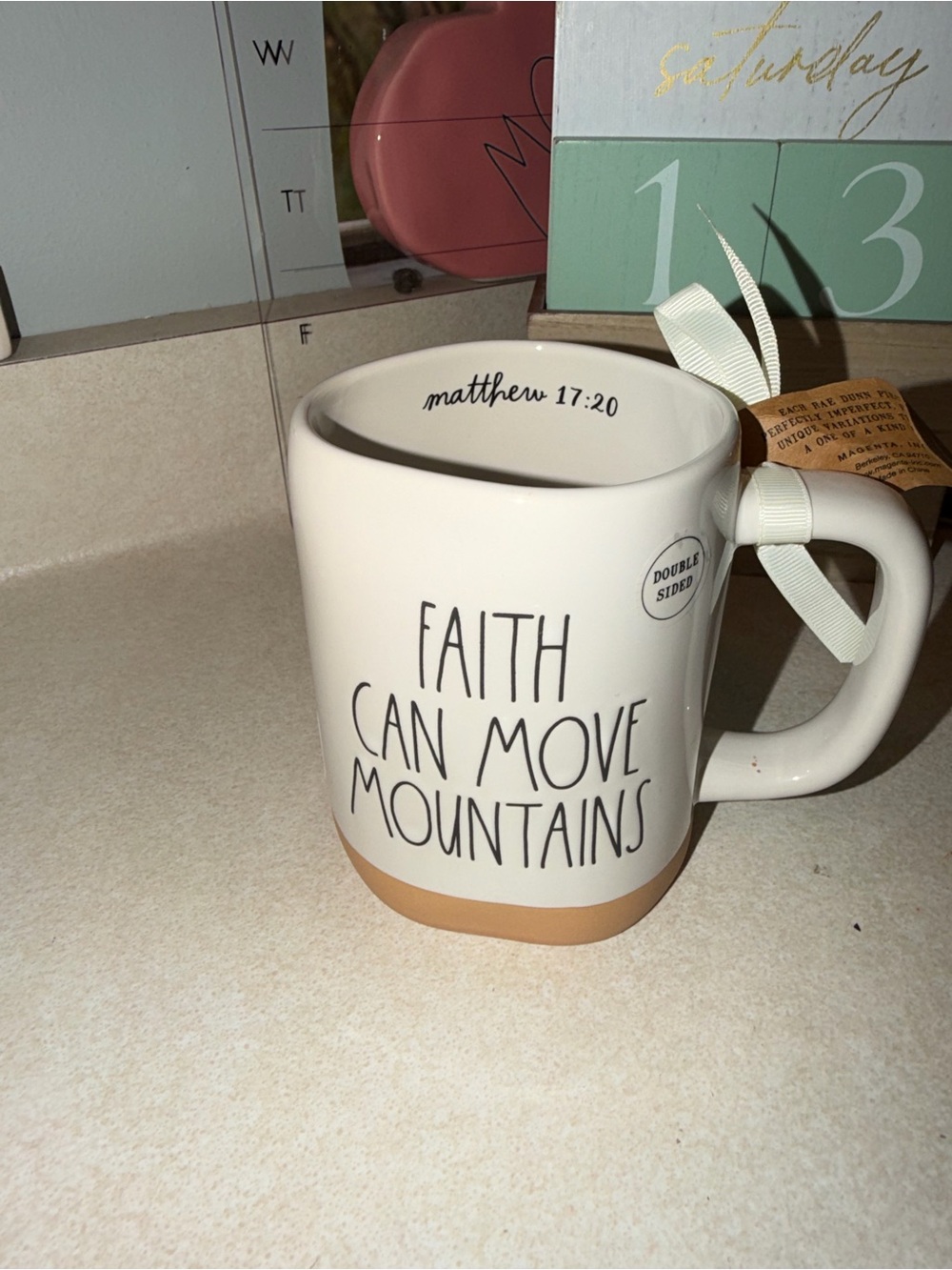 Rae dunn faith can move mountains mug